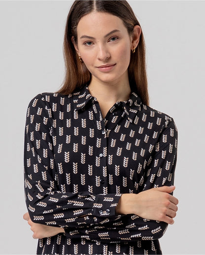 CAMISA AMPLIA ESTAMPADO GEOMÉTRICO NEGRO