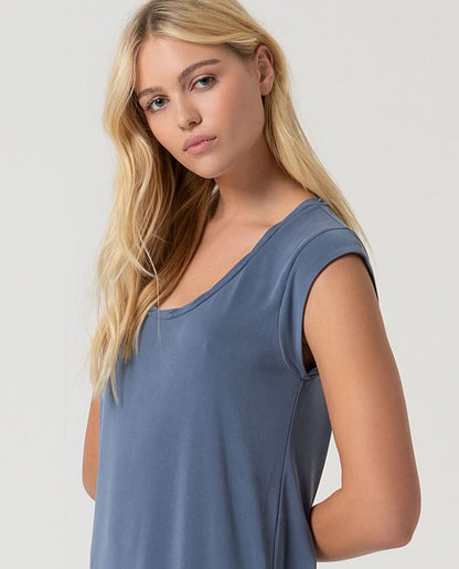 VESTIDO RECTO SIN MANGAS ÍNDIGO