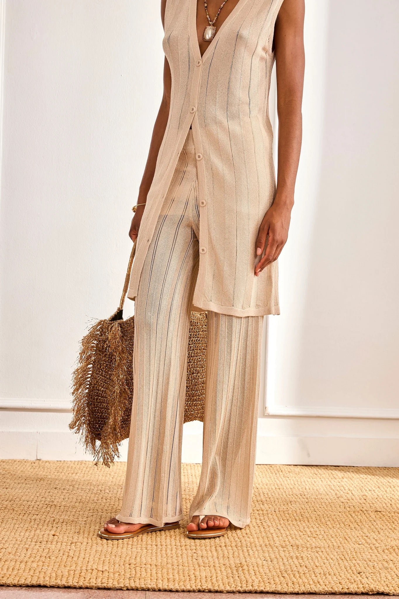 PANTALÓN PUNTO LUREX CAMEL
