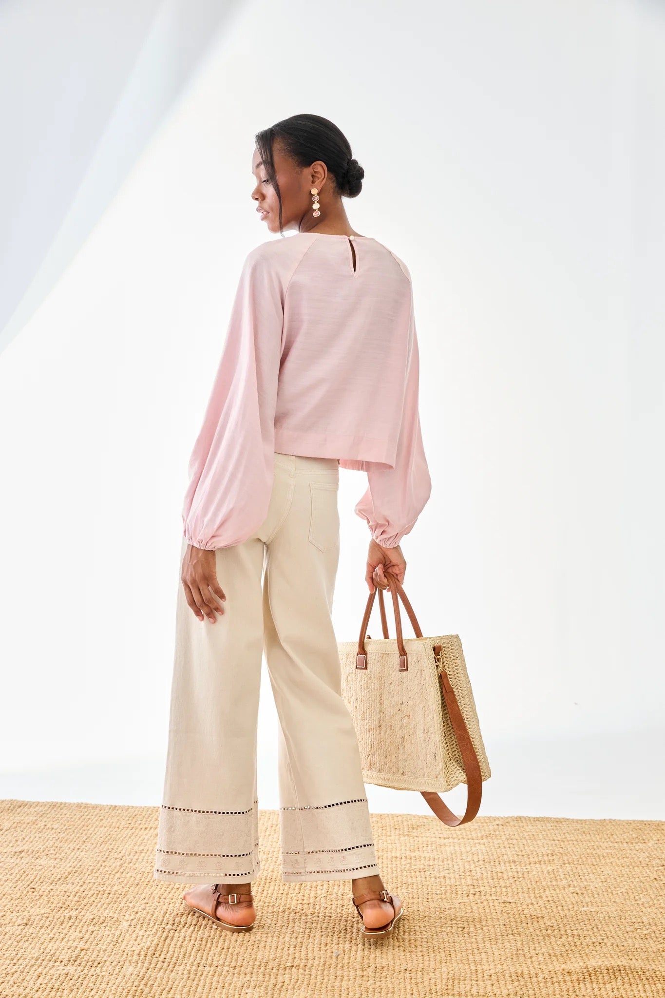 BLUSA PLISADOS GEOMÉTRICOS ROSA