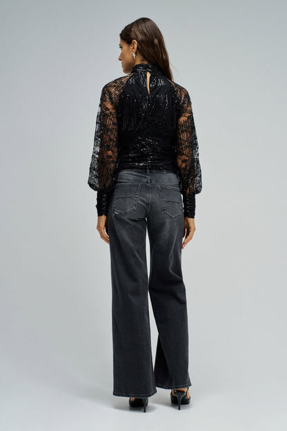 BLUSA LENTEJUELAS NEGRO
