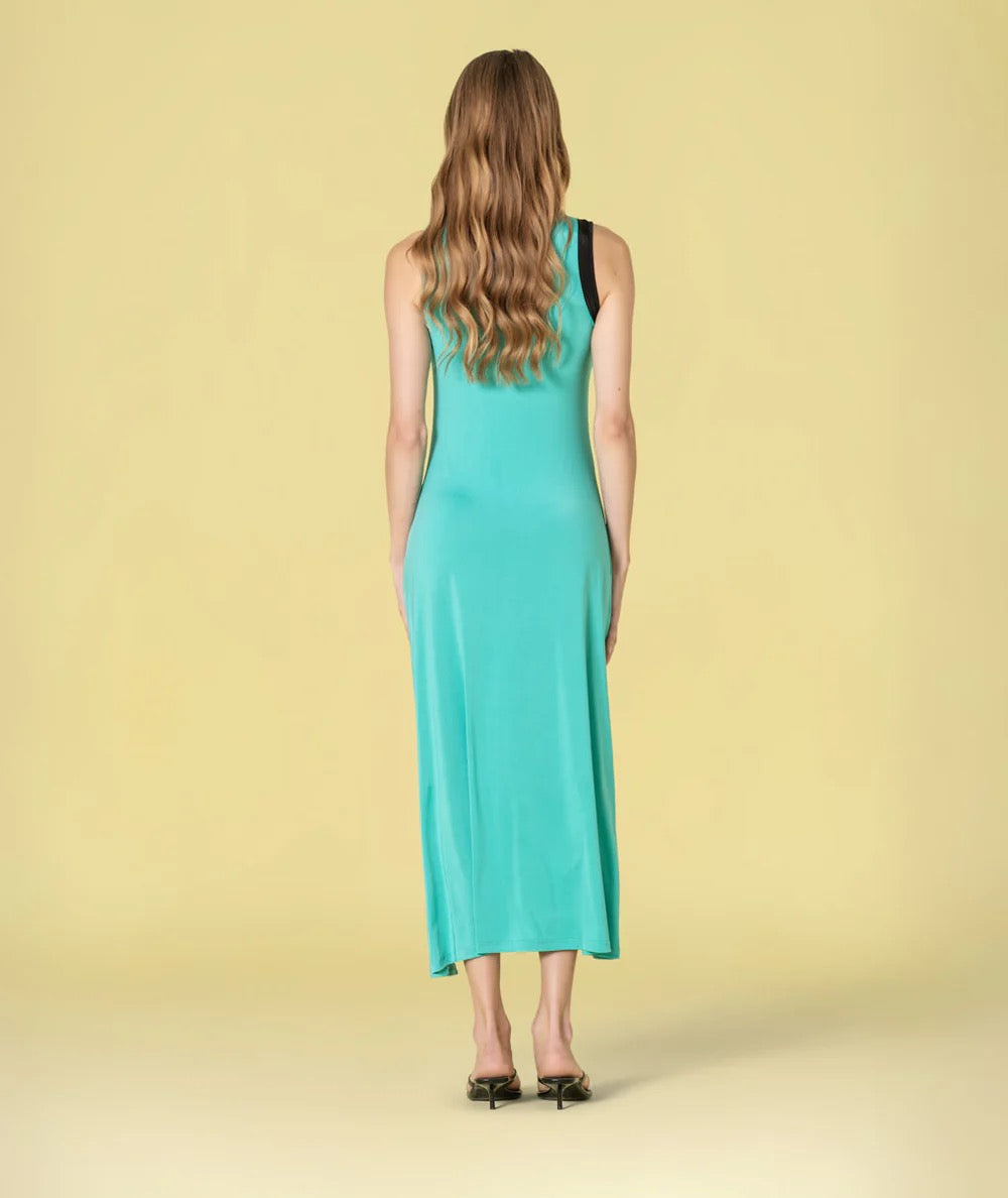 VESTIDO BICOLOR VERDE JADE