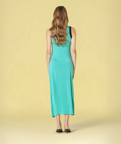 VESTIDO BICOLOR VERDE JADE