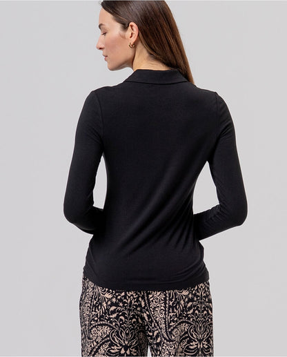 CAMISA AJUSTADA DE BAMBÚN NEGRO