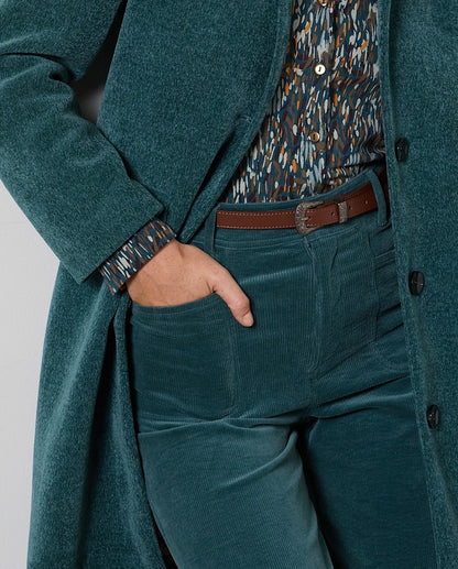 PANTALÓN DE PANA WIDE LEG AZUL ACERO