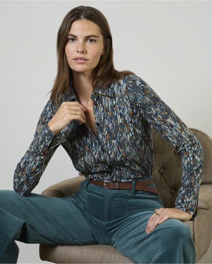 PANTALÓN DE PANA WIDE LEG AZUL ACERO