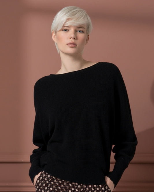 JERSEY ESCOTE BARCO CON MANGAS ABULLONADAS NEGRO