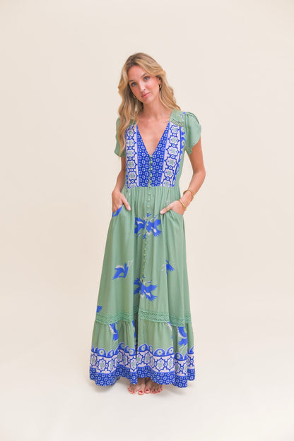 VESTIDO LARGO CARMEN BLUE BIRD