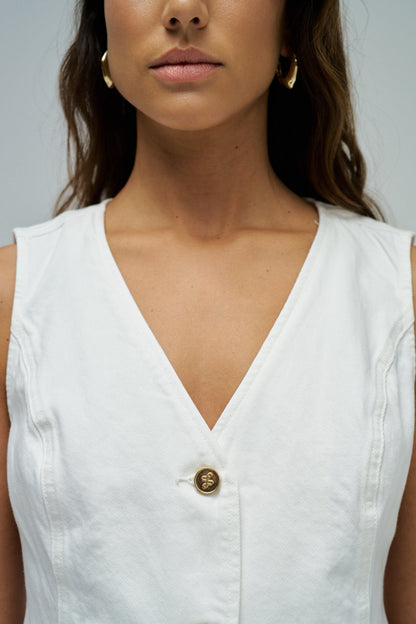 CHALECO EN DENIM BEIGE