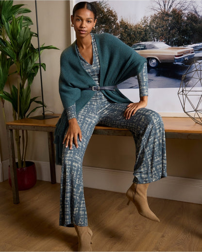 PANTALÓN OVERSIZE FLUÍDO ESTAMPADO AZUL ACERO