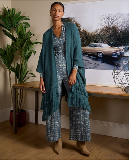 PANTALÓN OVERSIZE FLUÍDO ESTAMPADO AZUL ACERO