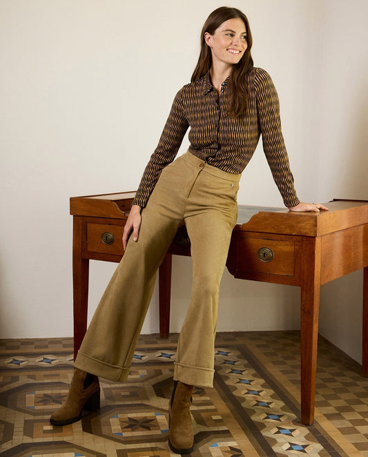 PANTALÓN WIDE LEG ATERCIOPELADO ARENA