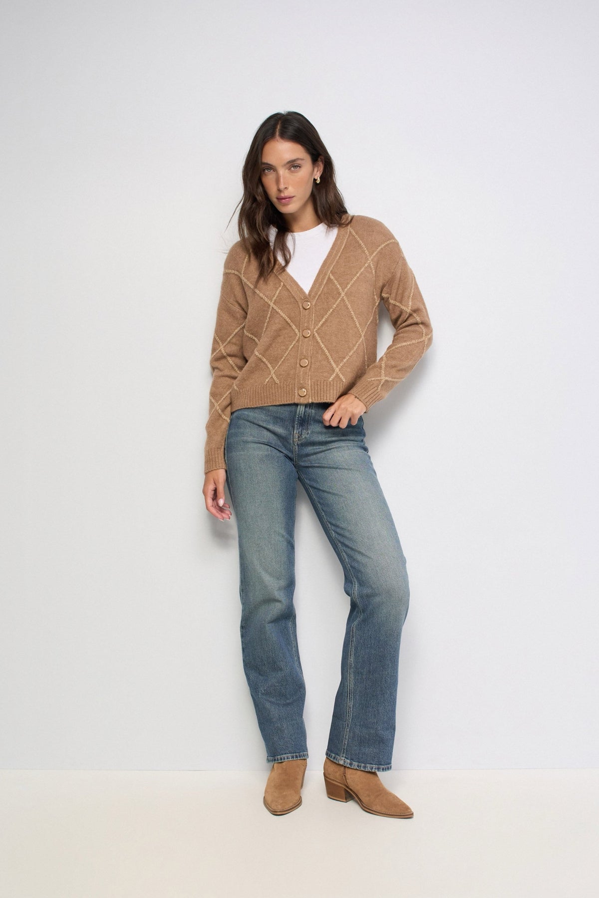 CARDIGAN CON LUREX MARRÓN