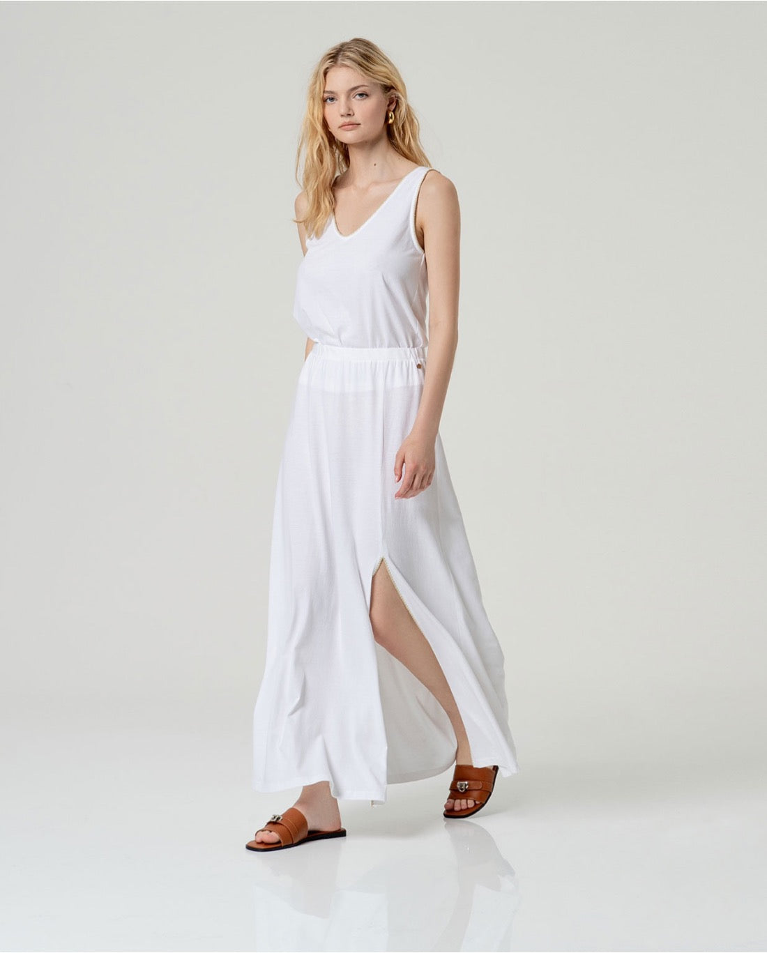 FALDA MAXI ALGODÓN ORGÁNICO RECTA BLANCO