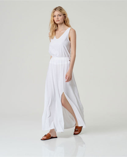 FALDA MAXI ALGODÓN ORGÁNICO RECTA BLANCO