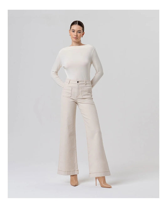 JEANS ANCHOS CON BOLSILLOS DE PARCHE CRUDO