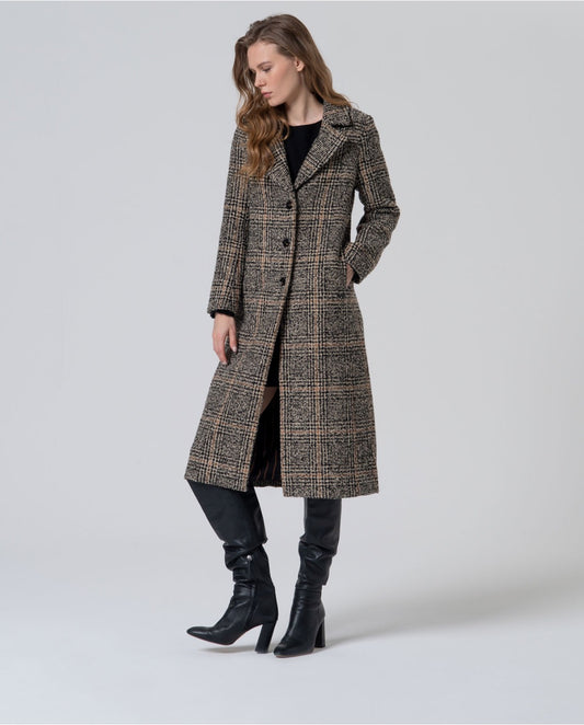 ABRIGO LARGO CON MEZCLA DE LANA NEGRO