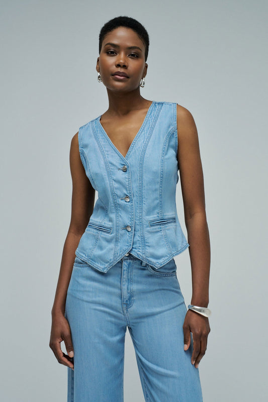 CHALECO EN LIGHTDENIM AZUL