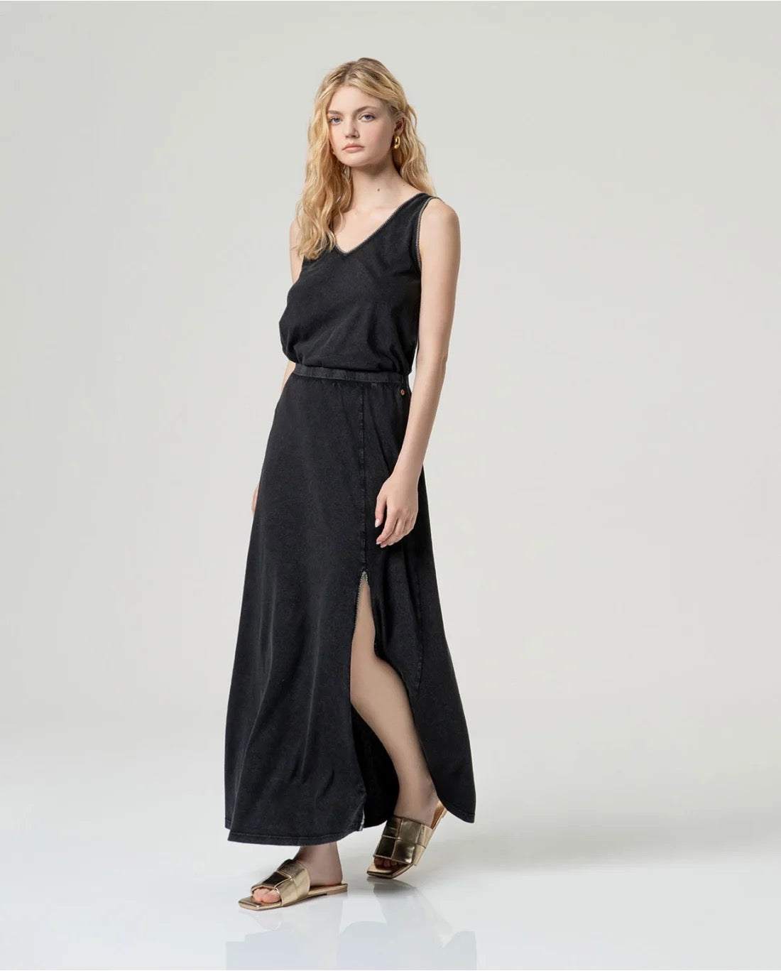 FALDA MAXI ALGODÓN ORGÁNICO RECTA NEGRO