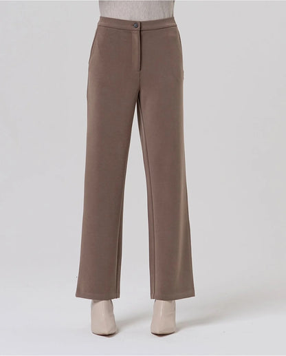PANTALÓN RECTO DE PUNTO MODAL TAUPE