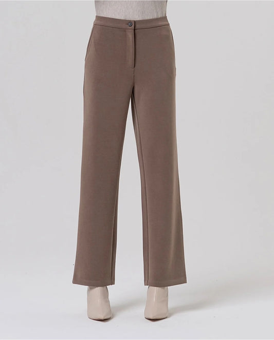 PANTALÓN RECTO DE PUNTO MODAL TAUPE