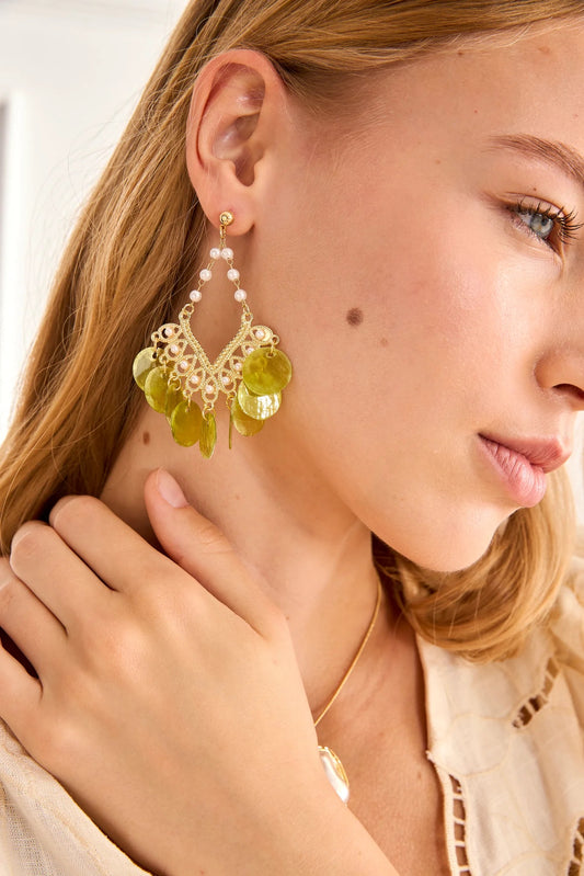 PENDIENTES ABANICO LORI VERDE