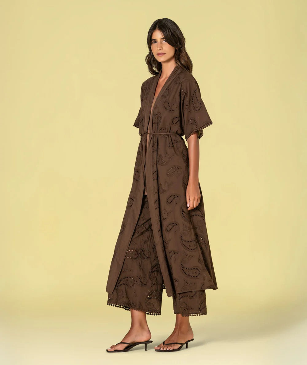 KIMONO BORDADO INGLÉS MARRÓN