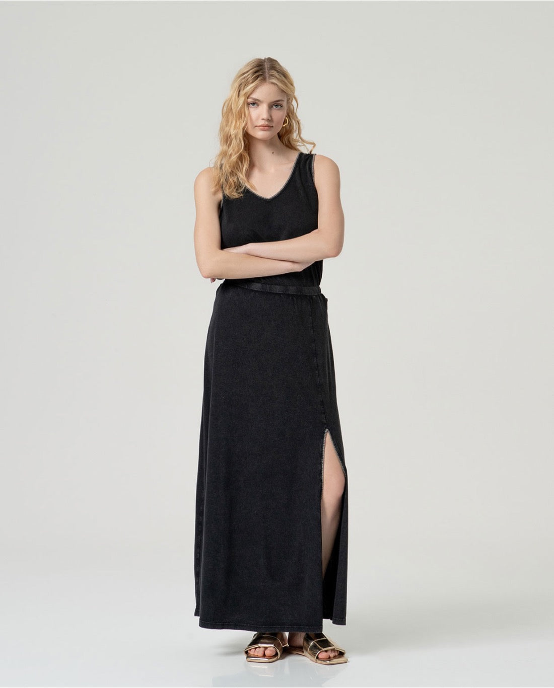 FALDA MAXI ALGODÓN ORGÁNICO RECTA NEGRO