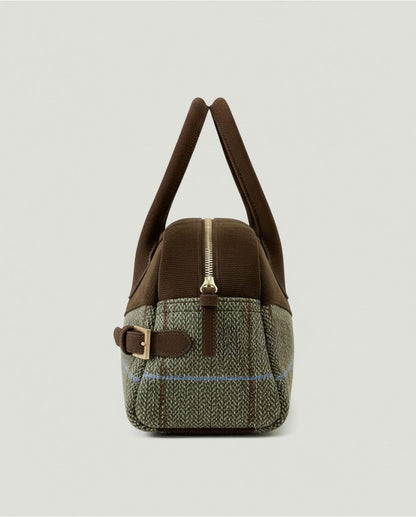 BOLSO BOWLING DE CUADROS DE LANA VERDE