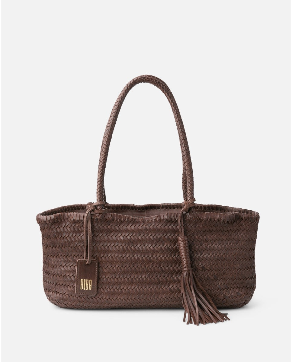 BOLSO DE HOMBRO PERKINS DE PIEL MARRÓN CHOCOLATE