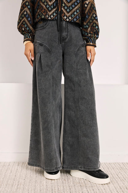 PANTALONES ANCHOS PINZAS GRIS