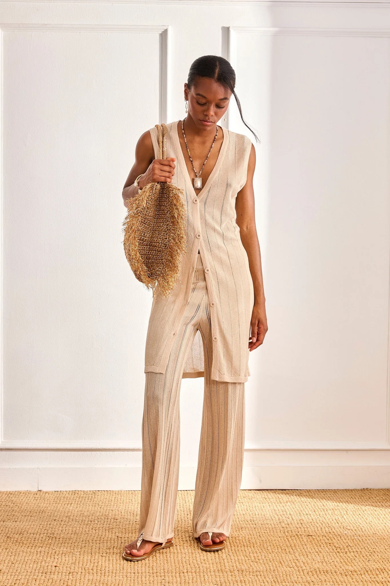 PANTALÓN PUNTO LUREX CAMEL