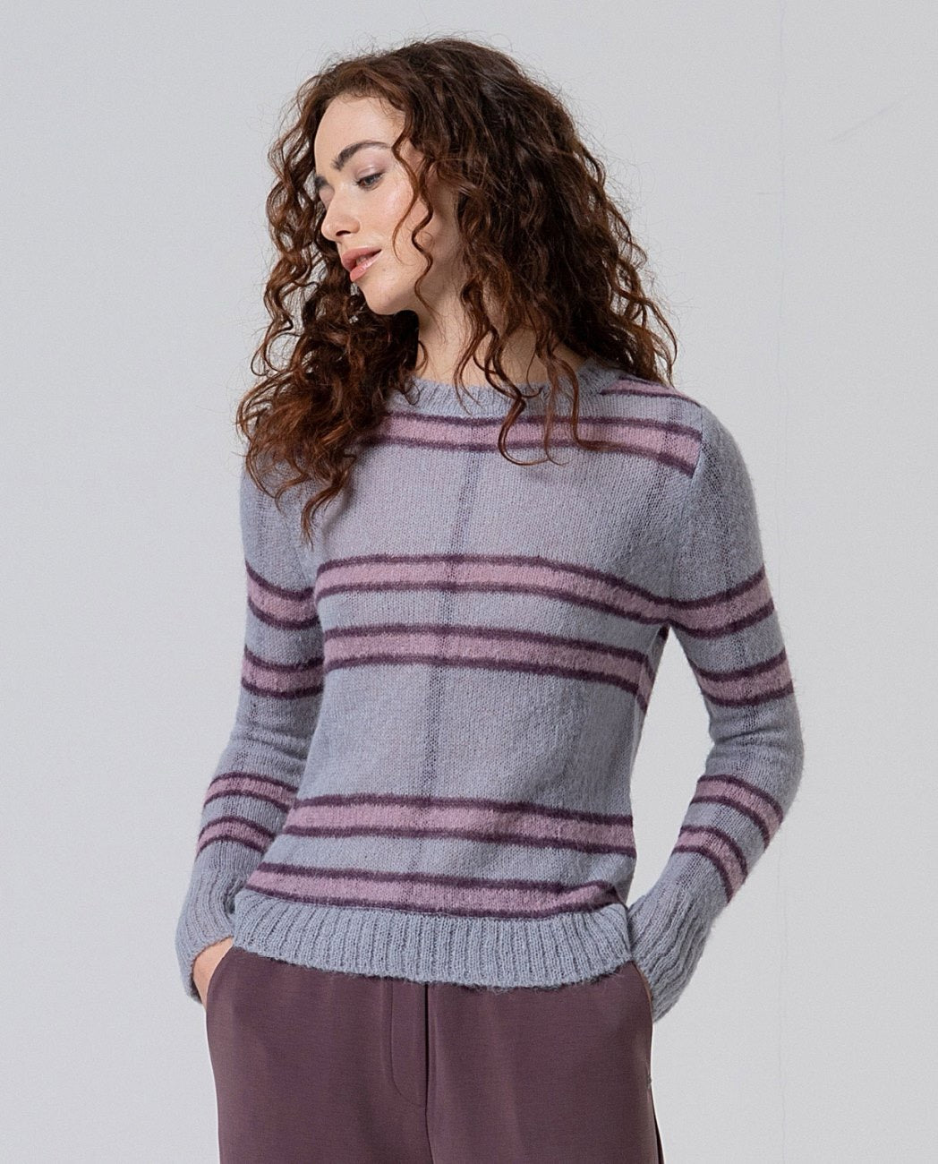 JERSEY DE JACQUARD DE CUADROS MALVA EMPOLVADO