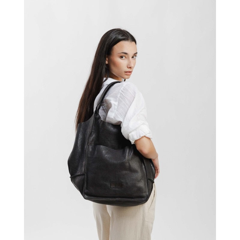 BOLSO DE HOMBRO HOMER DE PIEL NEGRO