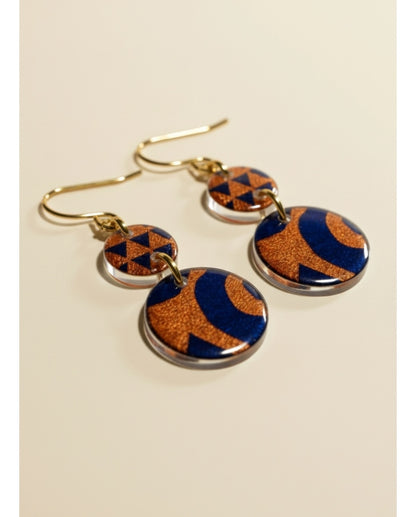 PENDIENTES DE CÍRCULOS AZULES Y NARANJAS