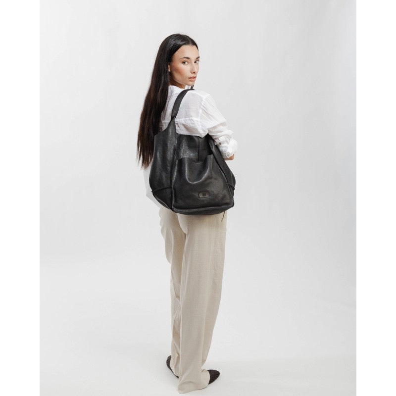 BOLSO DE HOMBRO HOMER DE PIEL NEGRO