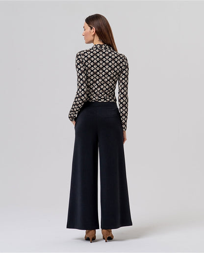 PANTALÓN ANCHO DE PUNTO DE MODAL NEGRO