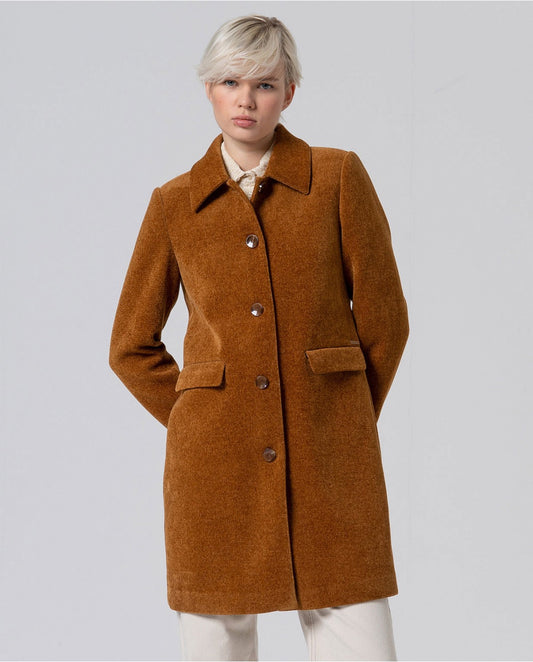 ABRIGO LARGO ESTRUCTURADO DE CHENILLA MOSTAZA