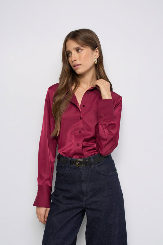 CAMISA SATINADA ROJO