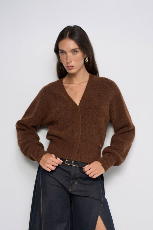 CARDIGAN CON LANA MARRÓN
