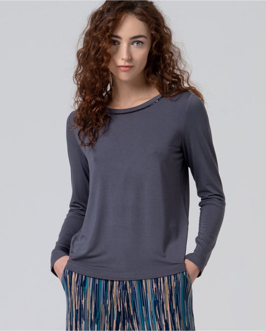 CAMISETA CUELLO REDONDO BAMBU AZUL CELESTE