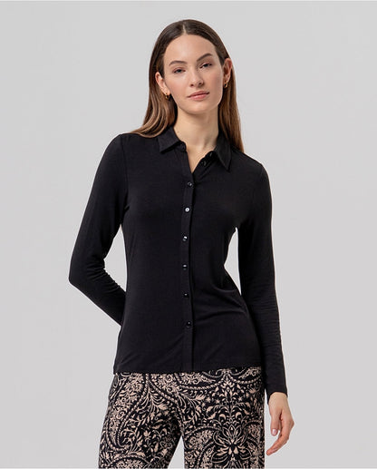 CAMISA AJUSTADA DE BAMBÚN NEGRO