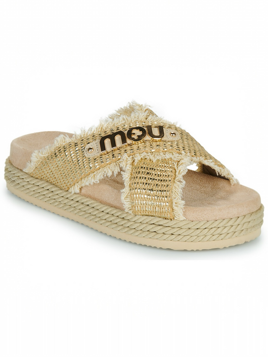SANDALIA CRISS-CROSS ROPE RAFFIA METAL NATURAL