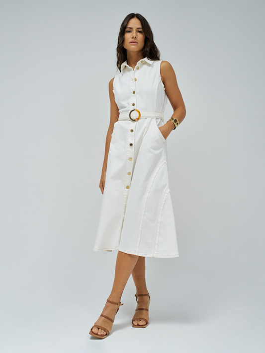 VESTIDO MIDI DENIM CRUDO
