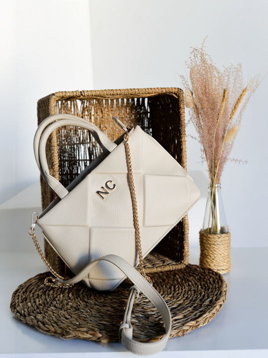 MINI BOLSO ROMBOS ACOLCHADO BEIGE