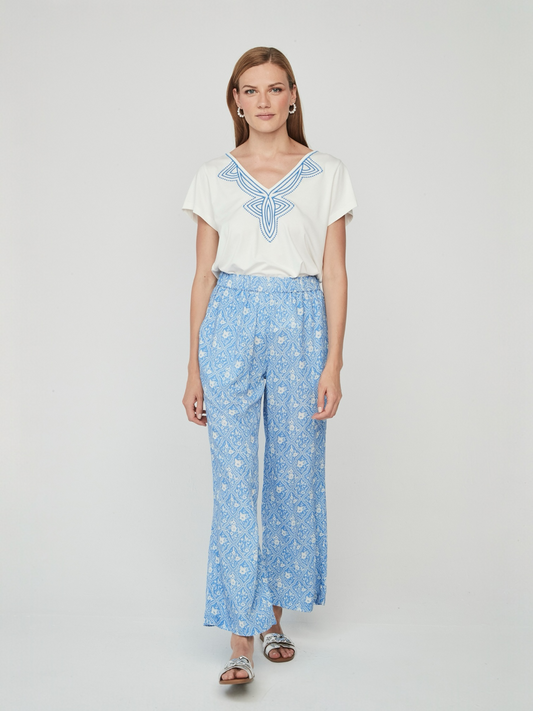 PANTALÓN ESTAMPADO AZUL