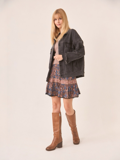 CHAQUETA DENIM BORDADOS GRIS