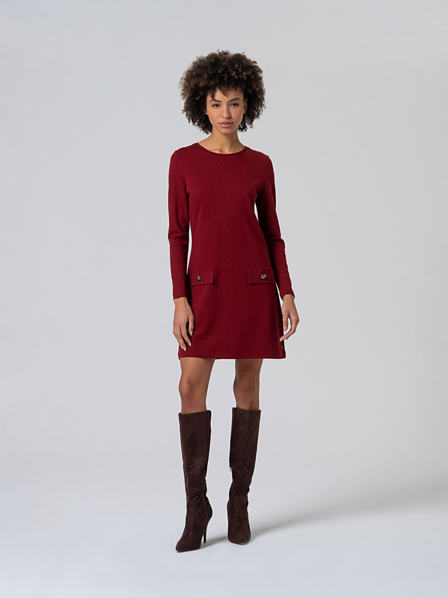 VESTIDO CORTO Y RECTO EVASÉ ROJO INGLÉS