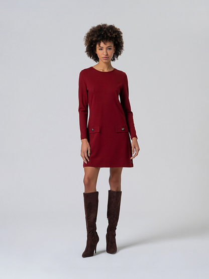 VESTIDO CORTO Y RECTO EVASÉ ROJO INGLÉS