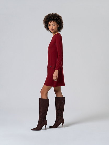 VESTIDO CORTO Y RECTO EVASÉ ROJO INGLÉS